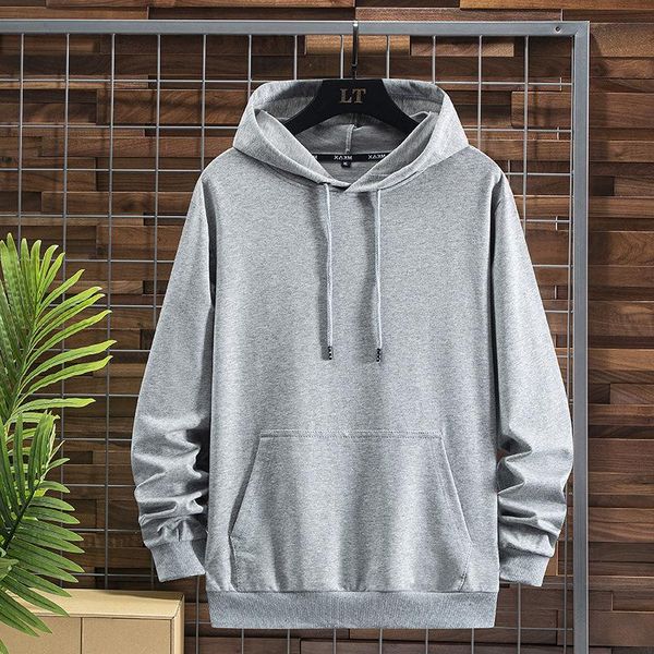 

men's hoodies & sweatshirts men long sleeve pullover basic solid casual hooded male clothing asian size 7xl 8xl 9xl, Black