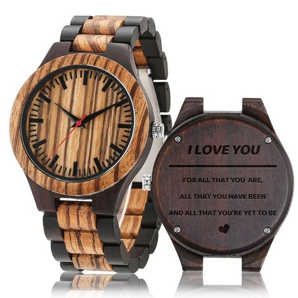 

wristwatches i love you customize diy word full wooden watch male clock hours adjustable wood band wrist watches present a for men, Slivery;brown