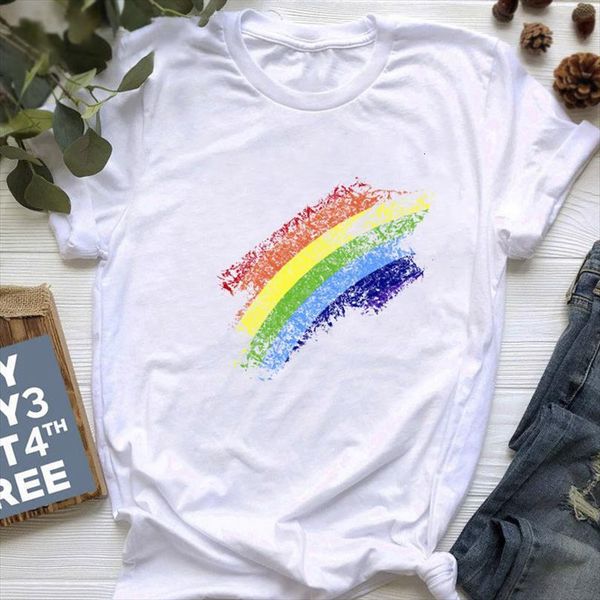 

mens rainbow graphic short sleeve men t shirt fashion summer lady clothing tees female, White;black