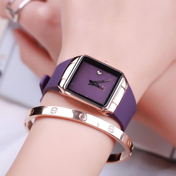 

wristwatches brand ultra thin fashion clock female ladies luxury gift square watch korean water resistant calendar genuine leather, Slivery;brown