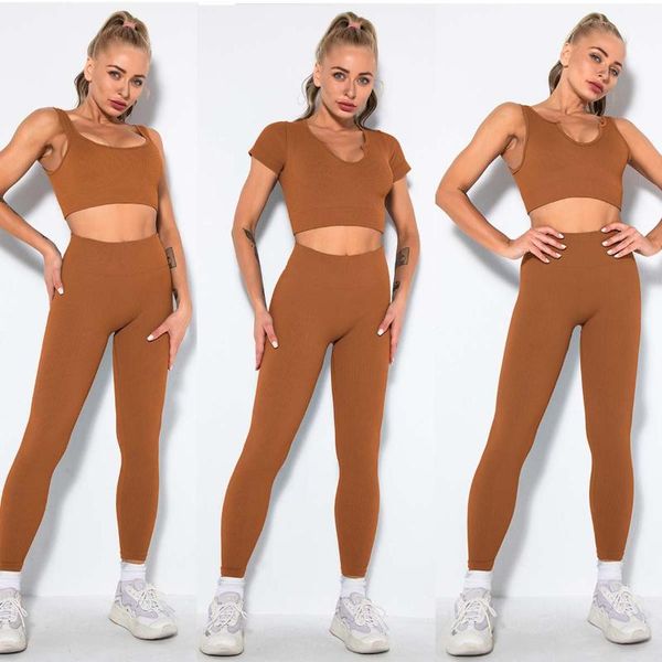 

yoga outfit women 2pcs seamless set sport suit gymwear workout clothes gym crop sports bra high waist leggings fitness wear