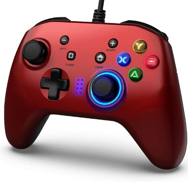 

game controllers & joysticks wired gaming controller, joystick gamepad with dual-vibration pc controller compatible ps3, switch,