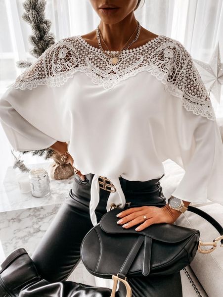 

women's blouses & shirts crochet embroidery lace women autumn stitching white vintage plus size ladies blusas