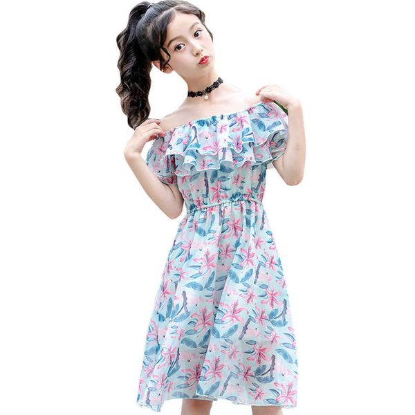 

kids dresses for girls shouldless beach summer child dress casual style clothes girl 6 8 10 12 14 210528, Red;yellow