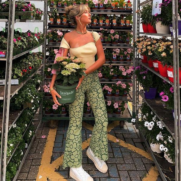 

women's pants & capris autumn trousers fashion printing high waist bag hip casual streetwear women, Black;white