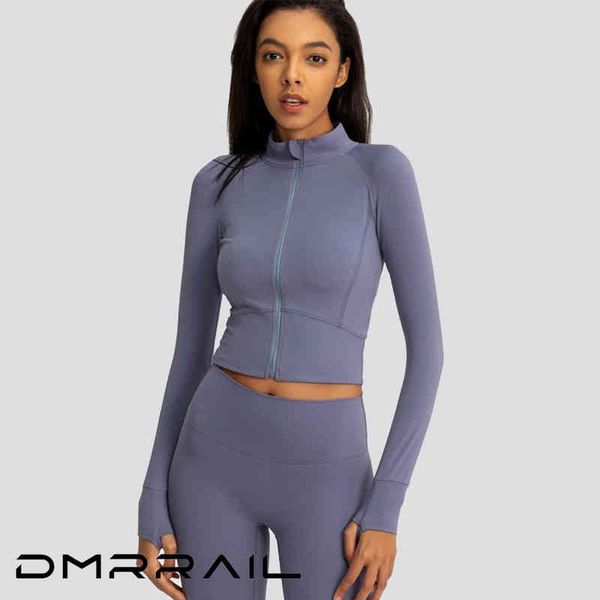 

dmrrail sports coat women tight yoga suit fast drying long sleeve zipper cardigan running fitness jacket