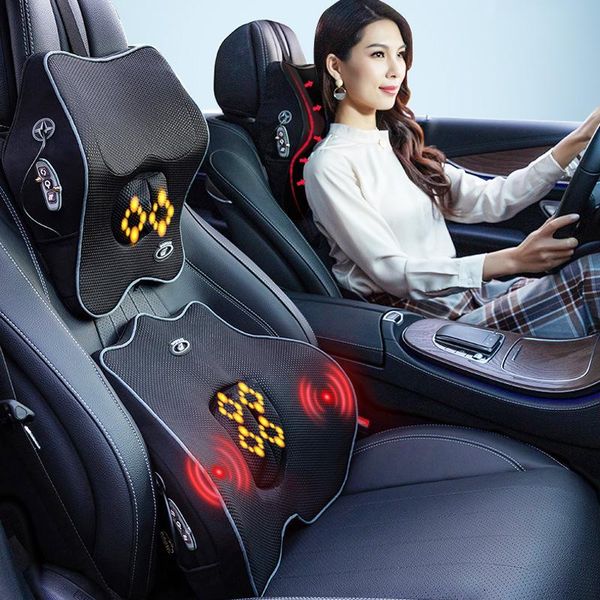 

seat cushions jinserta car massage pillow headrest neck auto back support usb charging travel cover accessories