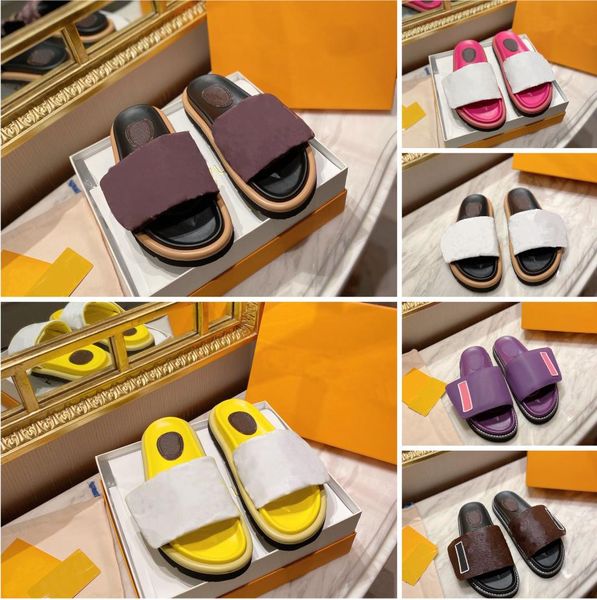

fashion mens designer slippers womens slides sandals men luxury shoes summer beach slide flat platform flower women sneakers laether rubber, Black