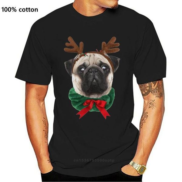 

men's t-shirts pug dog reindeer ugly christmas sweater funny shirt cute gift long sleeve tee printing, White;black