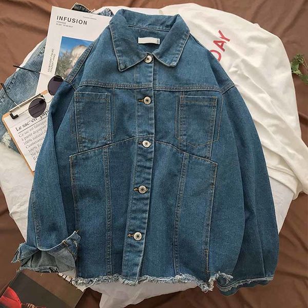 

men's jackets fashion autumn winter men's vintage washed embroidered denim jacket burst japanese korean loose casual tassel coupl, Black;brown