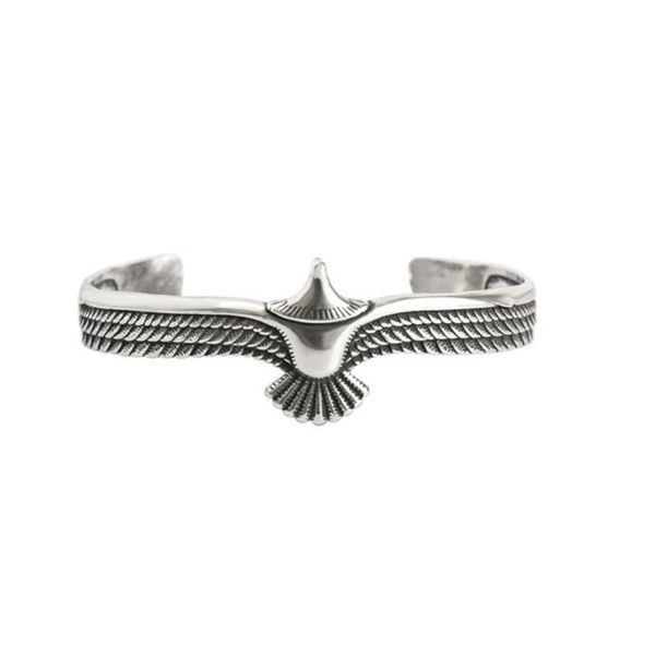 

bangle vintage eagle flying feather pattern bangles bracelet opening adjustable mjolnir viking runes amulet norse mythology, Black