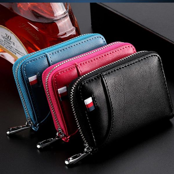 

card holders business holder coin purse storage bag fashion zipper wallet ladies leather multi-function, Brown;gray