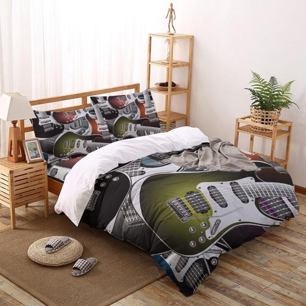 

bedding sets electric guitar printing set duvet cover bed linens bedclothes home textile twin full  king size