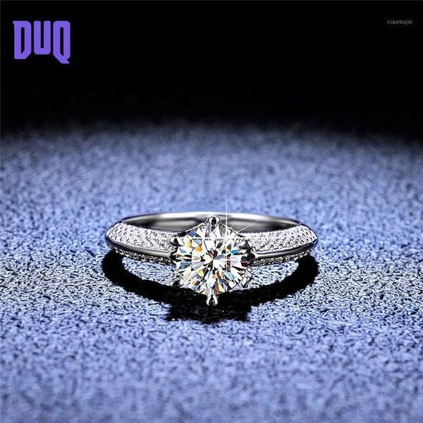 

cluster rings duq s925 d color 1ct moissanite diamond ring classic women trendy jewelry pierscionki gift wedding, Golden;silver