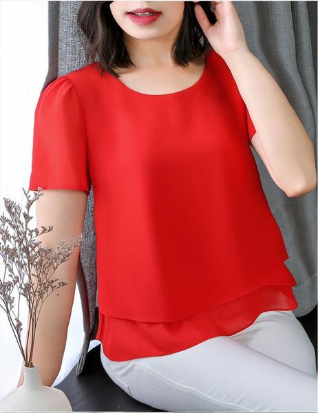 

fashion chiffon simple amp women shirt causal loose solid plus size l 6xl 7xl 8xl blusas femininas, White