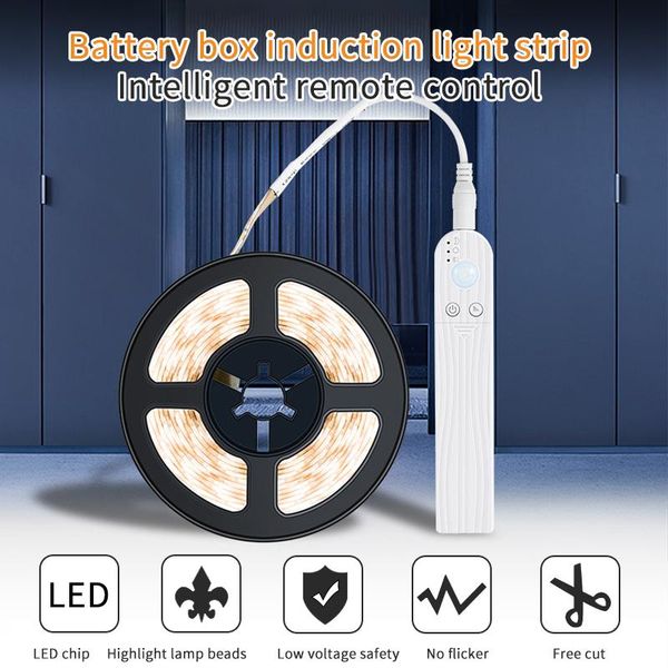 

cabinet light 5v 2835 led induction indoor wardrobe string 1m 2m 3mdc battery box smart lighting strip staircase lamp