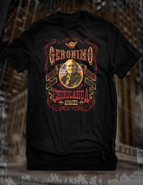 

men's t-shirts black geronimo t-shirt native-american leader tee chiricahua apache old west, White;black