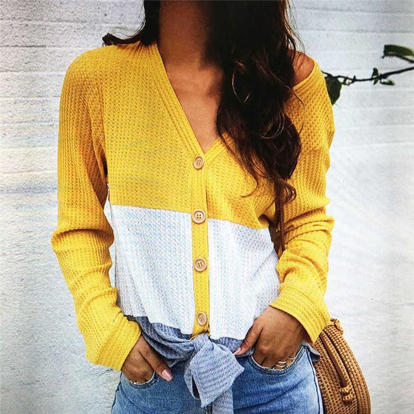 

women's blouses & shirts long sleeve women casual loose tee shirt femme patchwork v-neck female office blusas 1gf4, White