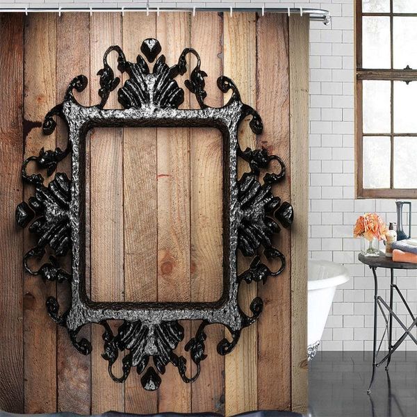

shower curtains polyester curtain iron wood border art bathroom item waterproof &12 hook