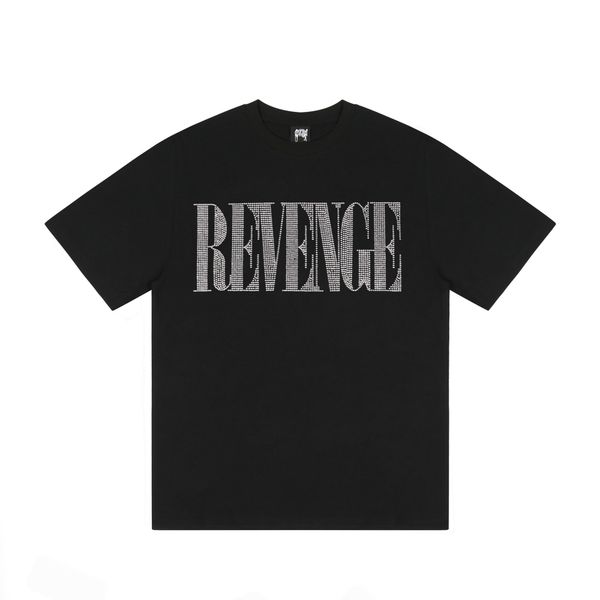 

fashiondemon correct version hip hop revenge diamond letter black round neck short sleeve loose t-shirt men's and women's summer f, White;black