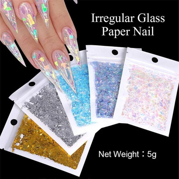

nail art kits 5g/bag fantasy colored shiny irregular candy paper shell sequin aurora fragment