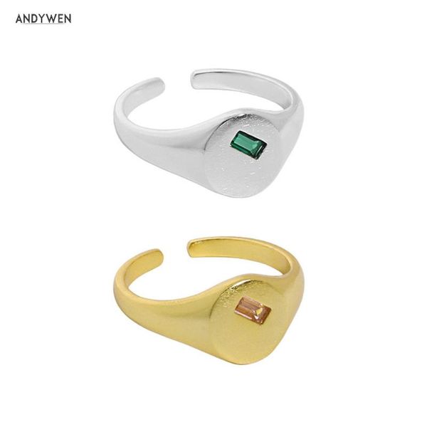 

cluster rings kikichicc 925 sterling silver gold square zircon crystal resizable ring chain geometric women luxury for rock punk, Golden;silver