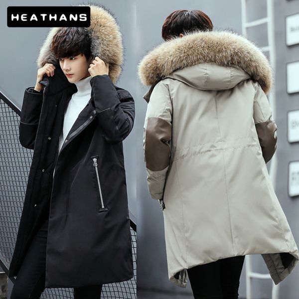 

men's hoodie, loose down et, medium length, korean fashion, long, young people, winter, 2021, Black