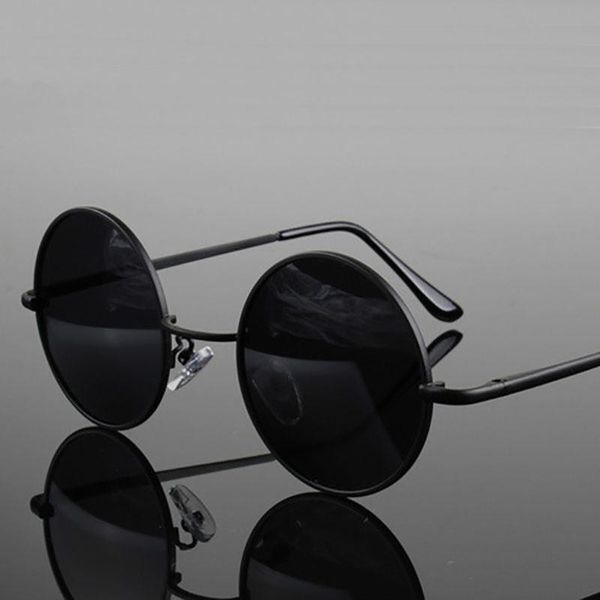 

sunglasses retro classic vintage round polarized men brand designer sun glasses women metal frame black lens eyewear driving, White;black