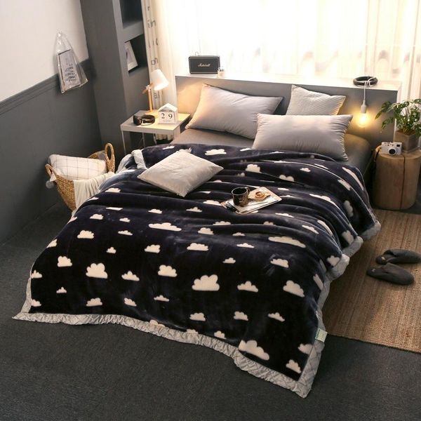 

blankets heavy fluffy soft flowers printed throw double layer winter thicken raschel plush weighted blanket for bed warm