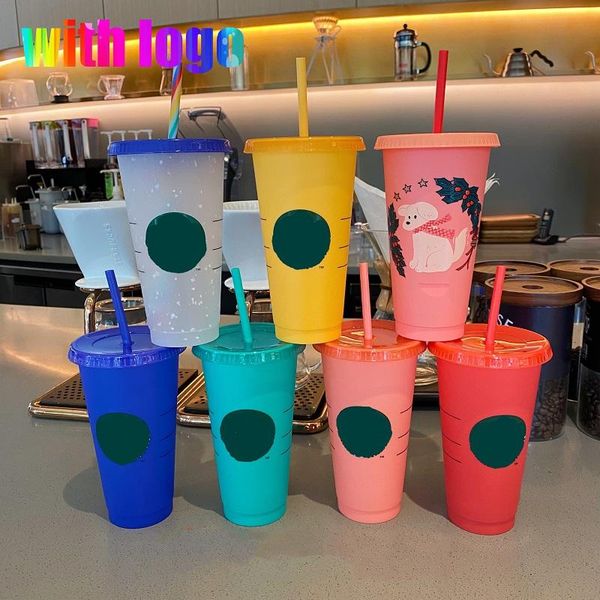

mugs 473ml/710ml coffee cup star straw mug with lid logo reusable cups without straws plastic tumbler christmas party