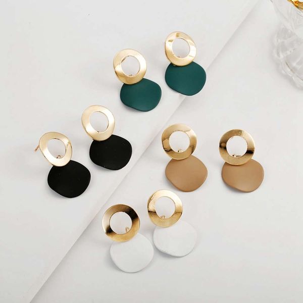 

creative alloy simple concave circle earrings fashion multicolor