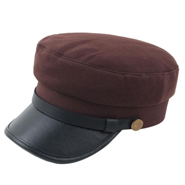 

berets fashion pu leather harajuku hat autumn sailor hats for women men flat female travel cadet captain cap y, Blue;gray