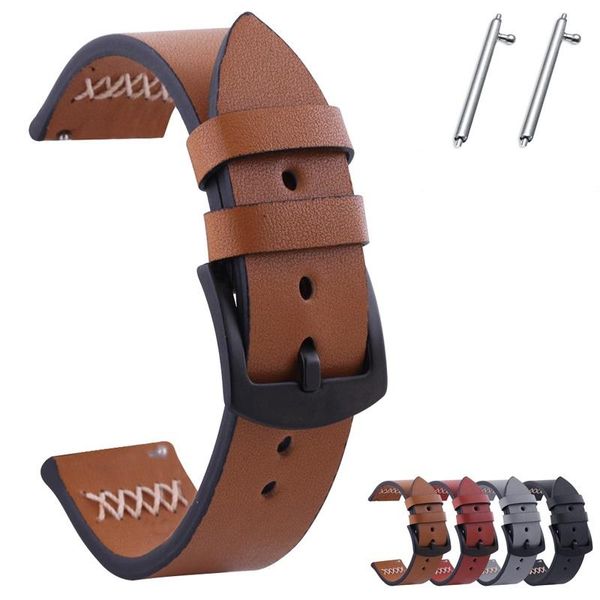 

watch bands vintage genuine leather strap 20mm 22mm 24mm 26mm band black steel buckle bracelets magic quick release, Black;brown