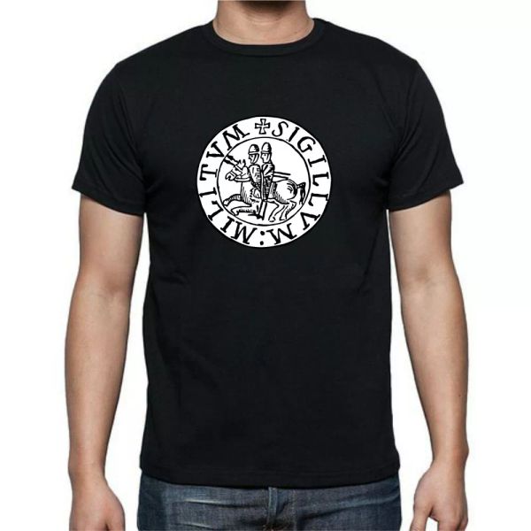 

Sigillvm Militvm Horses Knghts Templar Jesus T shirt tee, White;black