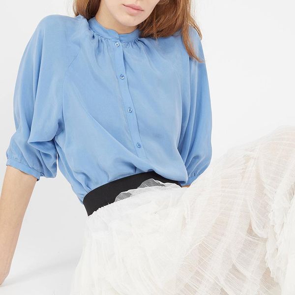 

women's blouses & shirts patads french copper ammonia shirt spring and summer casual loose seven point sleeve round neck blouse women, White