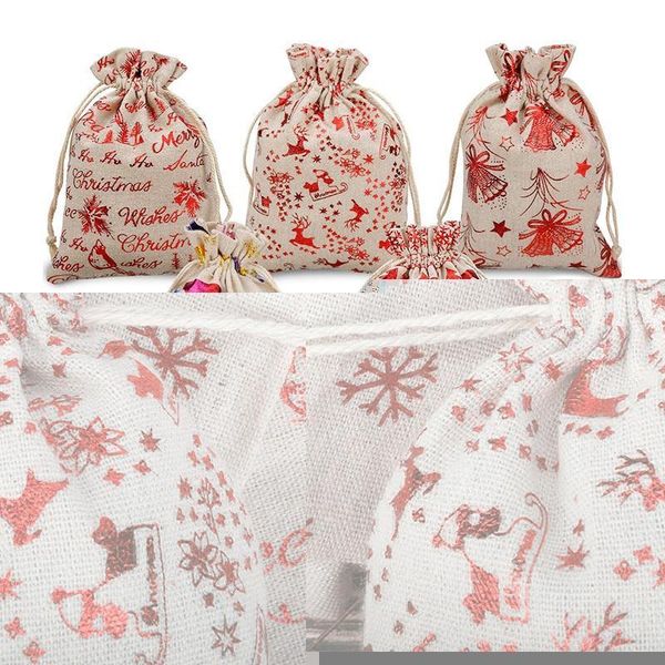 

gift wrap 16pcs christmas drawstring bags burlap, pouch goody for candy wrapper party favor supplies