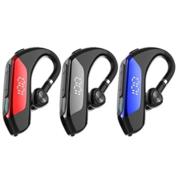 S08 Fone de Ouvido Sem Fio Bluetooth 5.0 Business Single-Ear Headset LED Display Ear Gancho Handsfree Headphones Fones De Ouvido Com Microfone