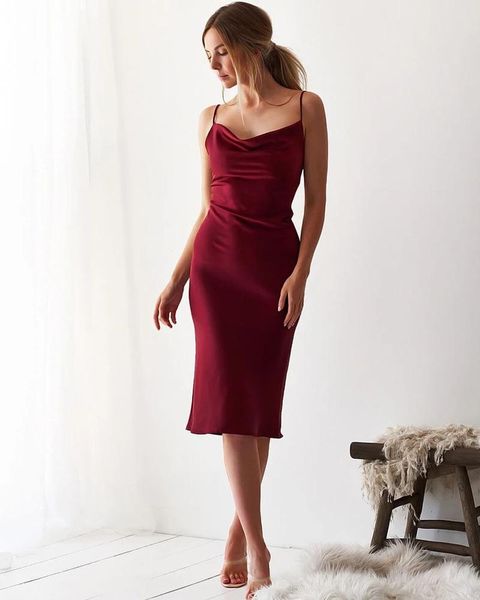 

casual dresses 2021 backless v-neck sling summer dress women satin solid slim mini women's elegant party robe clubwear, Black;gray