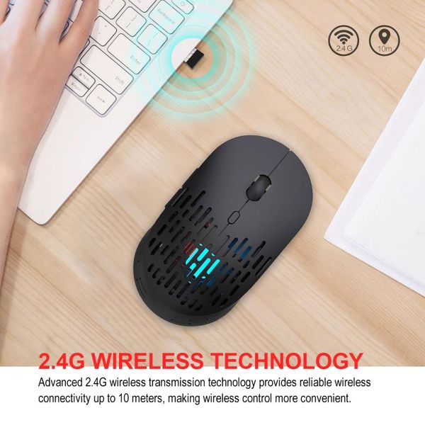 

2.4g wireless mouse 800-1200-1600 dpi rgb led backlight optical mice hollow out design usb rechargeable with receiver