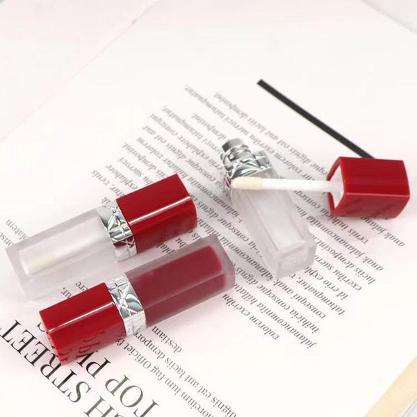 

storage bottles & jars 5ml frosted plastic lipgloss lipstick wand refillable bottle cosmetic lip glaze oil container red lid tools