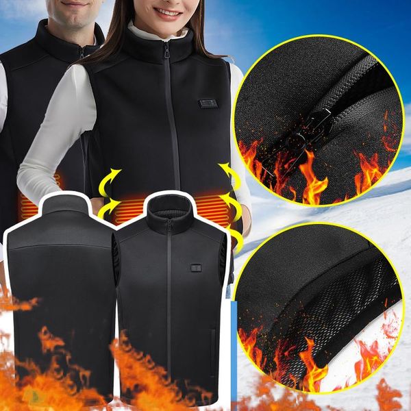 

women's vests 2021 heating vest of dual-control 9 mens womens warm outdoor winter coat usb charging chalecos, Black;white
