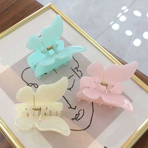 

women butterfly hair claw jaw clip jelly candy color acrylic ponytail barrettes1