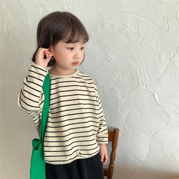 

hoodies & sweatshirts children loose striped 2021 spring autumn girls boys long sleeve irregular base, Black