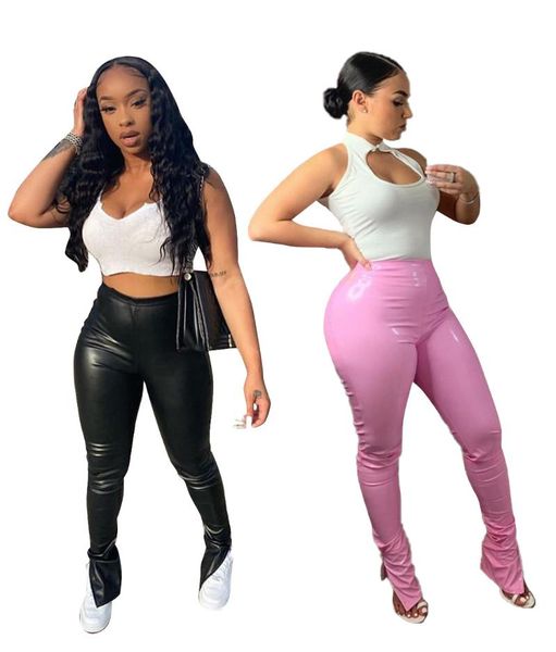 

women's pants & capris multi-color tight-fitting high-elastic micro-horn leisure side split puy2k pencil trousers design trend tights l, Black;white