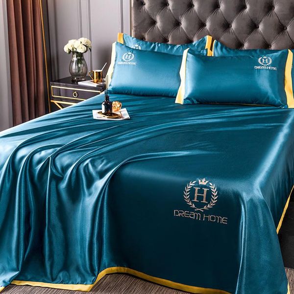 

bedding sets summer ice silk mats, sheets, three-piece air-conditioning soft and two pillowcases