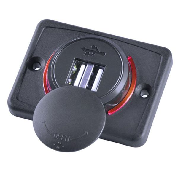 

2021 dc12 24v 3.1a panel mount dual usb socket charging seat bus charger with led ring