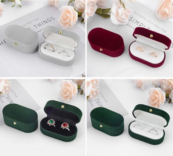

gift wrap 1 pc portable velvet trinket box double rings display jewelry holder wedding engagement ring case organizer for women