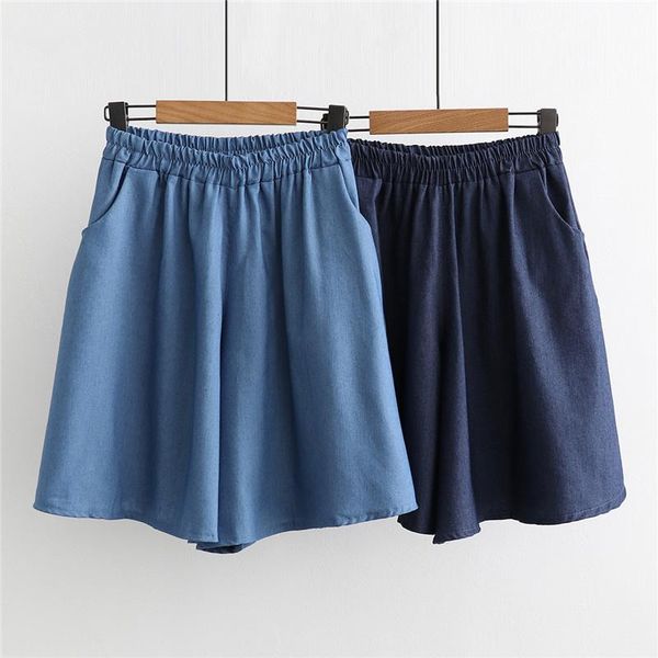

women's tracksuits women summer capris denim short pants solid color loose casual versatile wide leg shorts ultra thin breathable, Gray