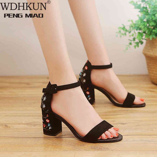 

sandals 2021 sandalias femeninas high heels autumn flock pointed female summer shoes mujer zjf9, Black