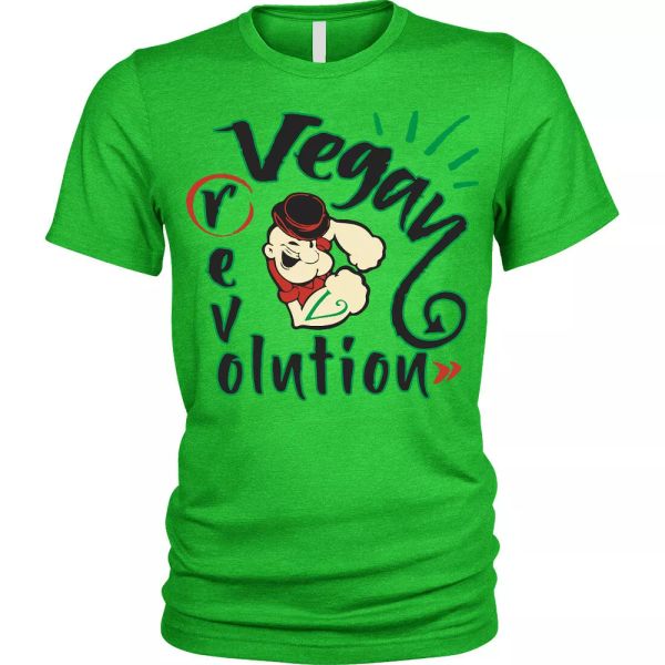 

vegan revolution t-shirt popeye fun training mens unisex, White;black
